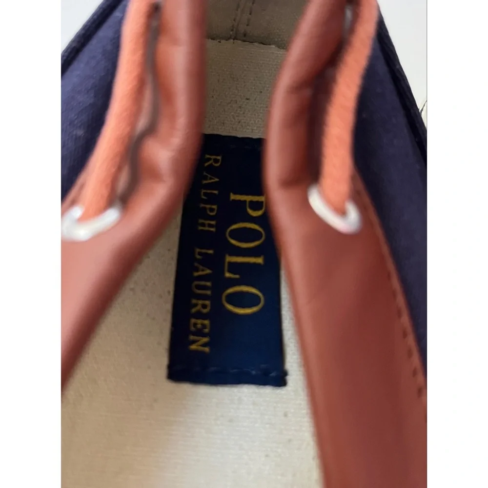Polo Ralph Lauren Men’s Rylander Blue and Brown Canvas Boat Shoes 11D